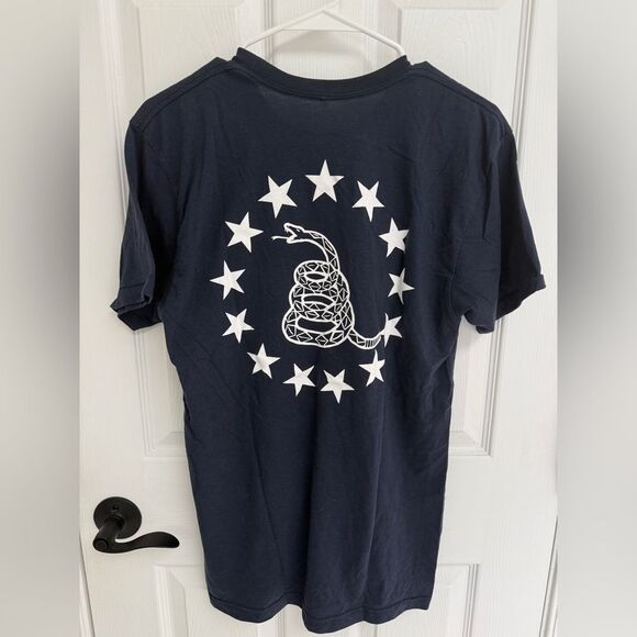Rogue Logo Don't Tread On Me Snake Stars Dark Blue T-Shirt Men's Size M - Picture 2 of 4
